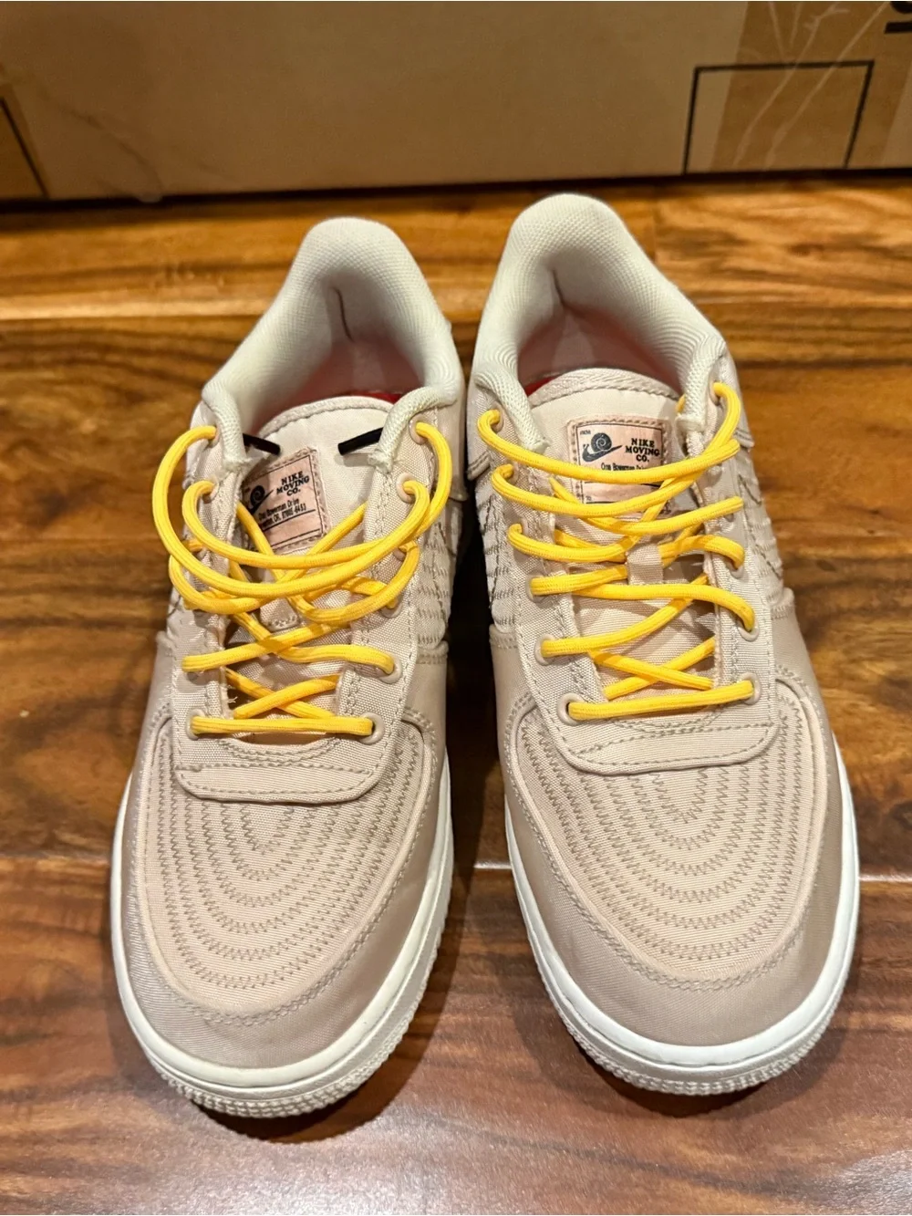 Nike Beige Low-Top Sneakers with Yellow Laces